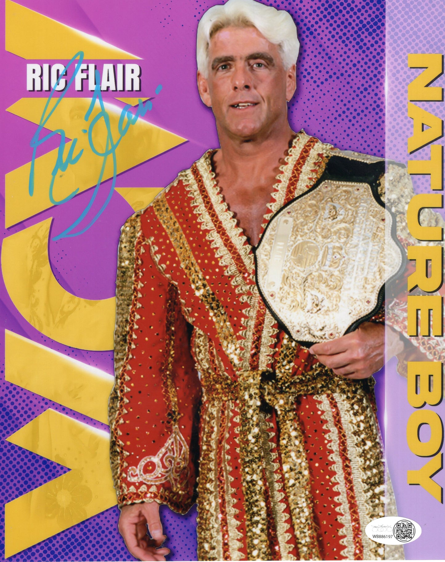 Ric Flair (8x10 metallic) jsa coa photo signed autographed WWE WCW