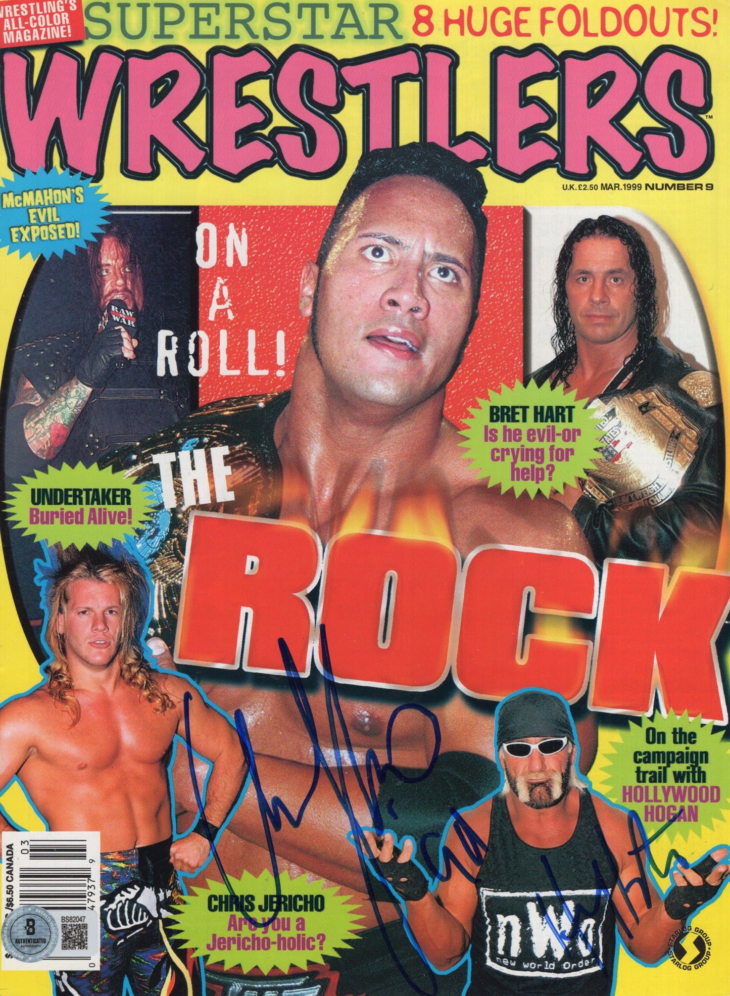 Hulk Hogan Chris Jericho magazine cover only) BAS Beckett COA signed auto autographed