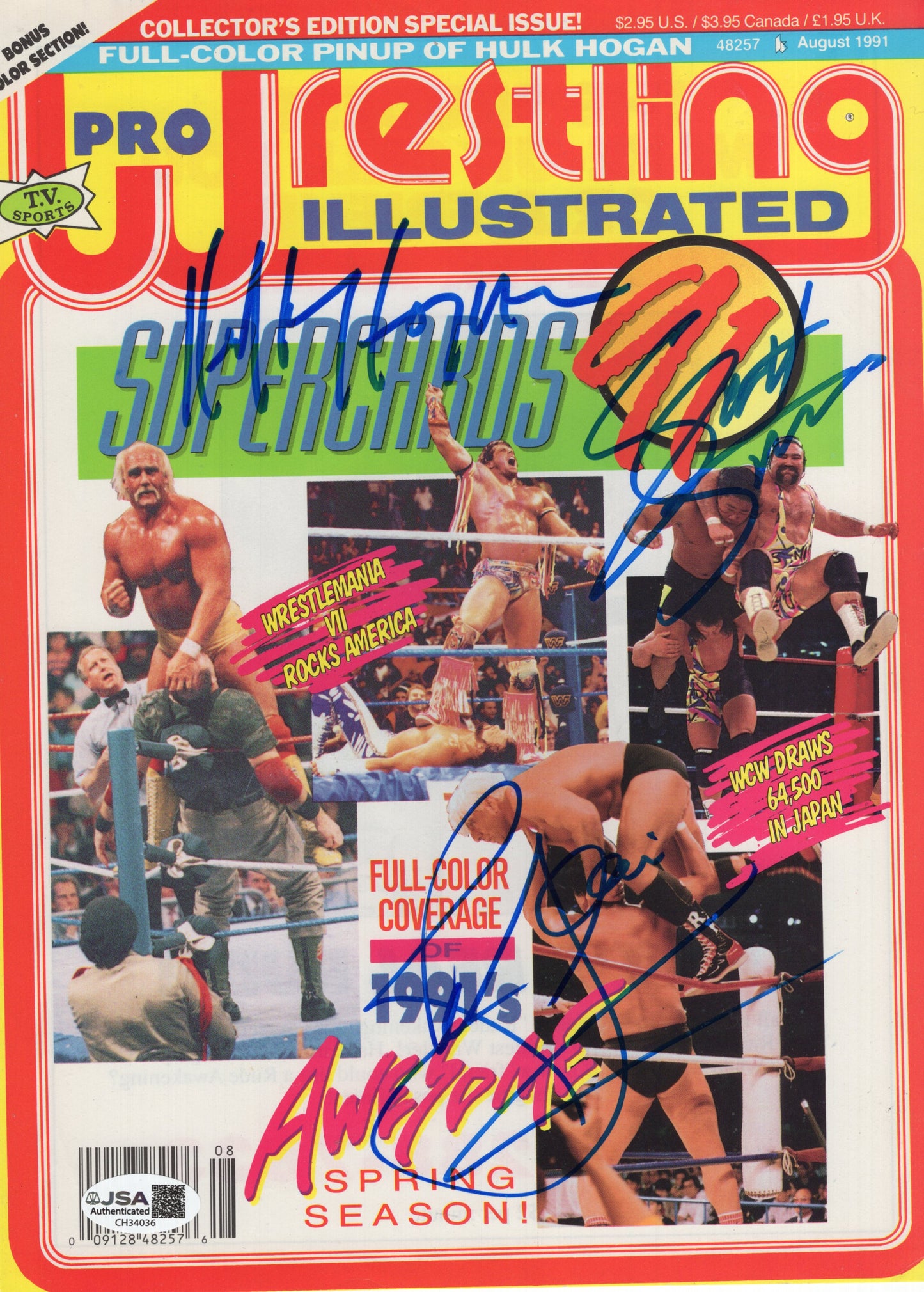 Hulk hogan Scott Steiner Ric Flair (magazine cover only) JSA COA signed auto autographed