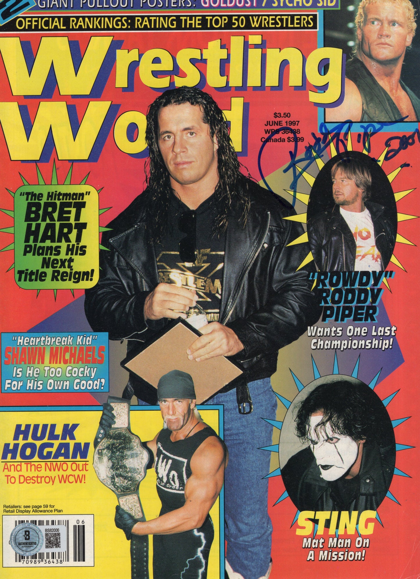 Rowdy Roddy Piper Beckett COA (magazine cover only) signed auto autographed
