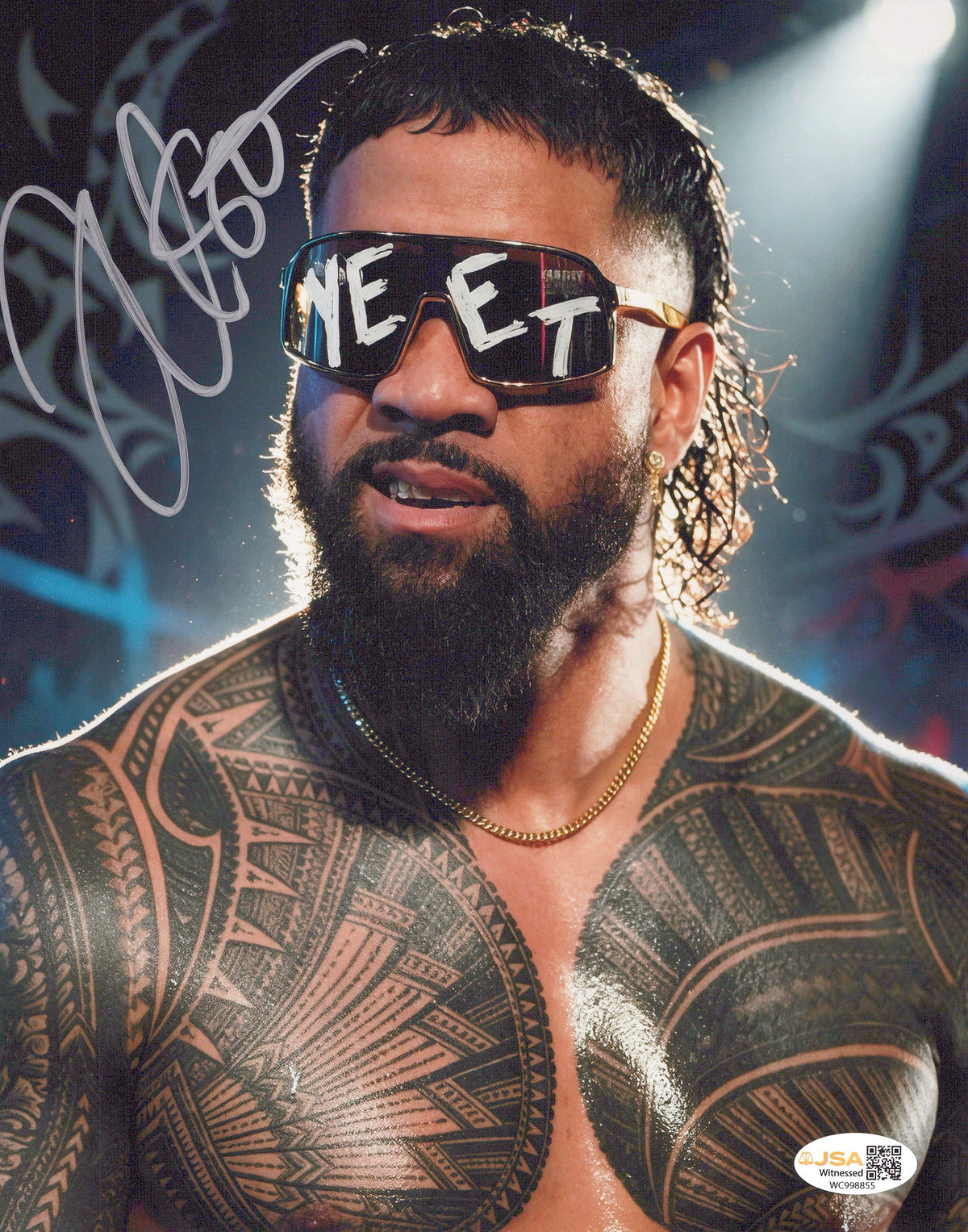 Jey Uso (metallic 8x10 photo) JSA COA FUNHOUSE METALLIC WWE autographed