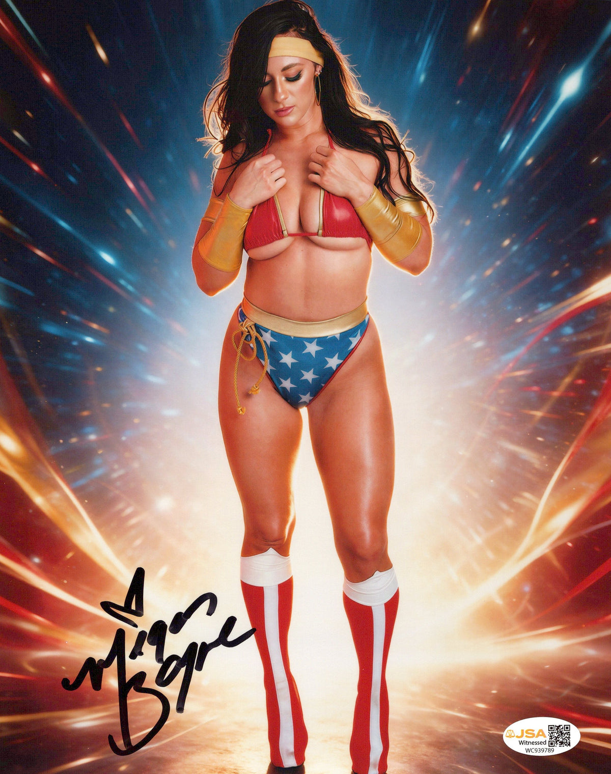 Megan Bayne (metallic 8x10 photo) FUNHOUSE JSA COA AEW autographed