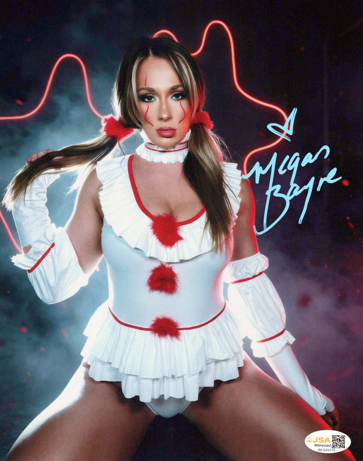 Megan Bayne (metallic 8x10 photo) FUNHOUSE JSA COA AEW autographed
