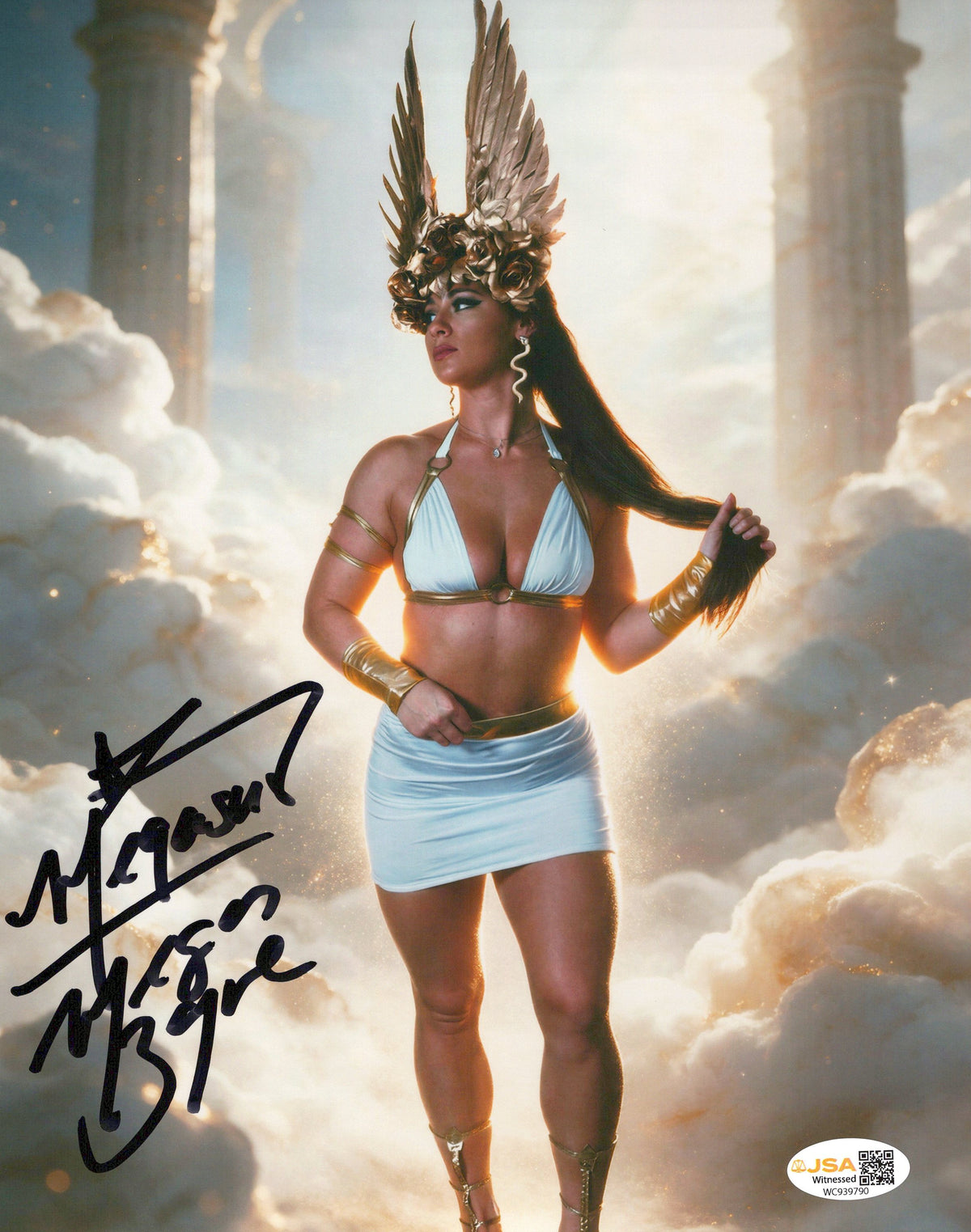 Megan Bayne (metallic 8x10 photo) FUNHOUSE JSA COA AEW autographed