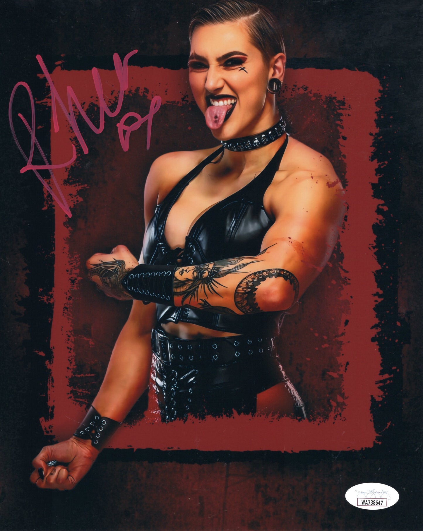 Rhea Ripley (8x10) wwe funhouse metallic jsa certed photo signed auto autographed