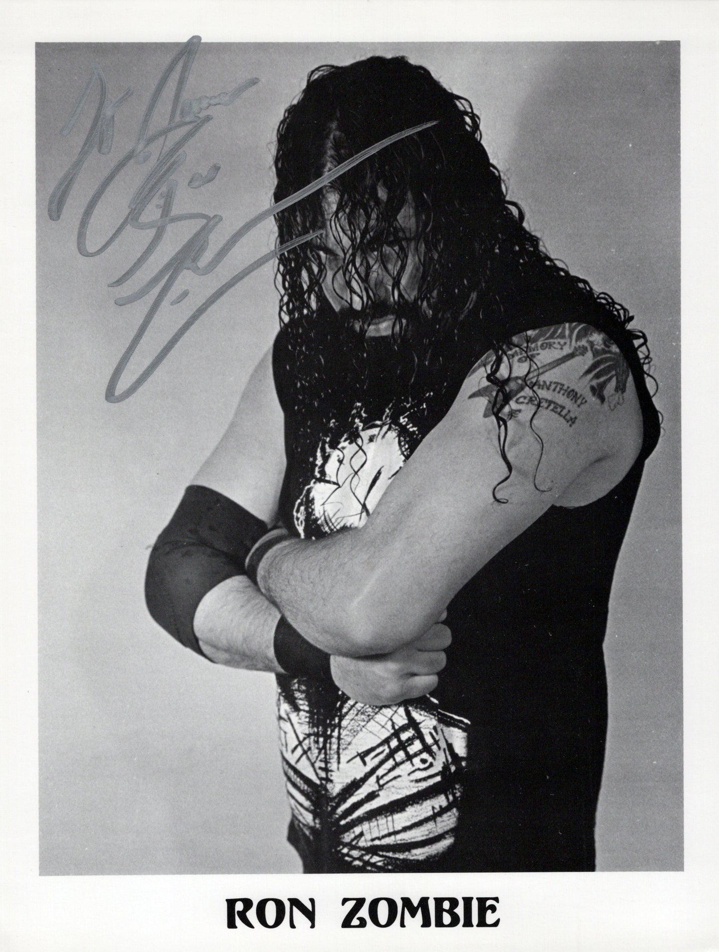 Ron Zombie RARE WWF 8.5x11 photo signed autographed