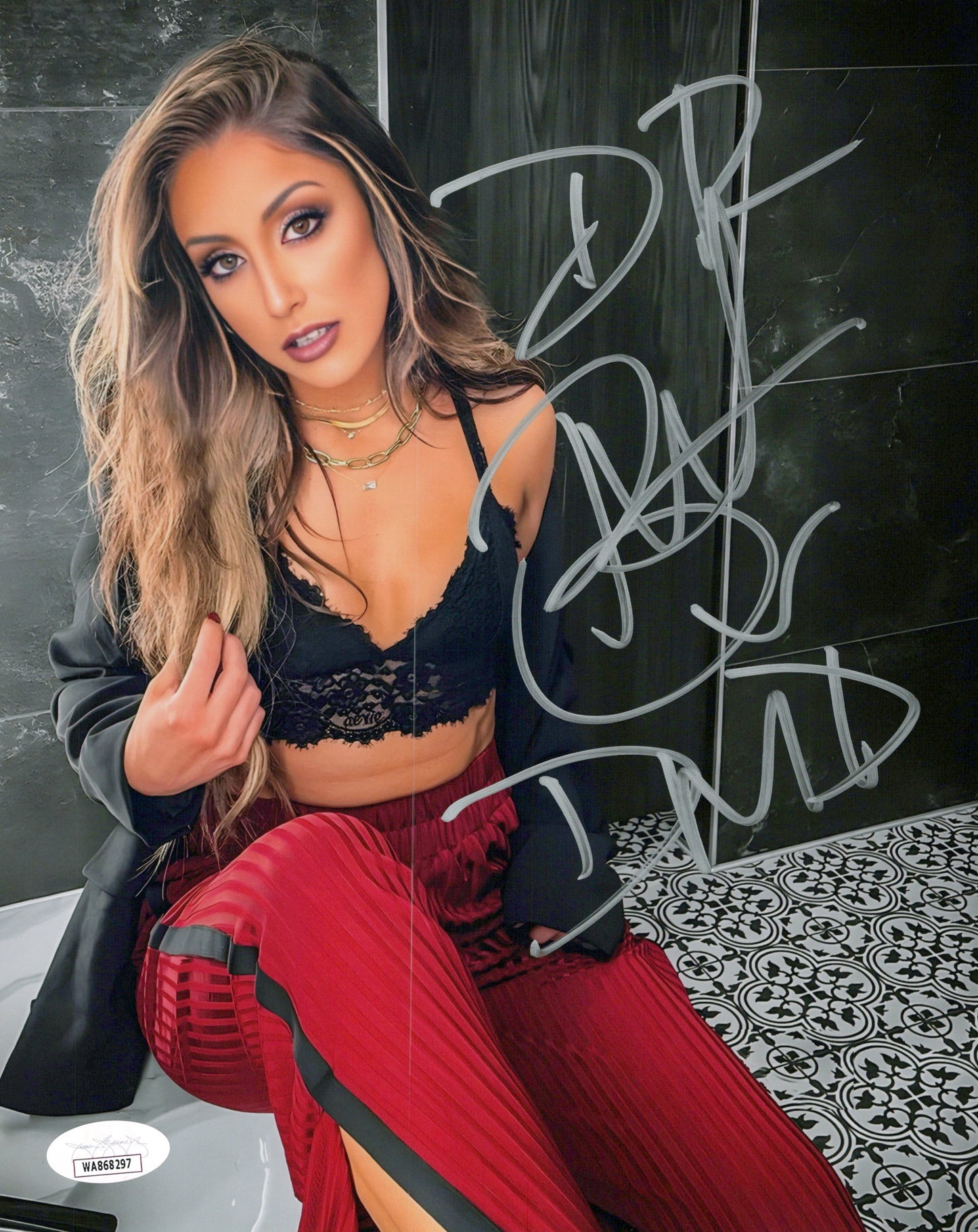 Britt baker metallic 8x10 photo jsa funhouse signed auto autographed AEW