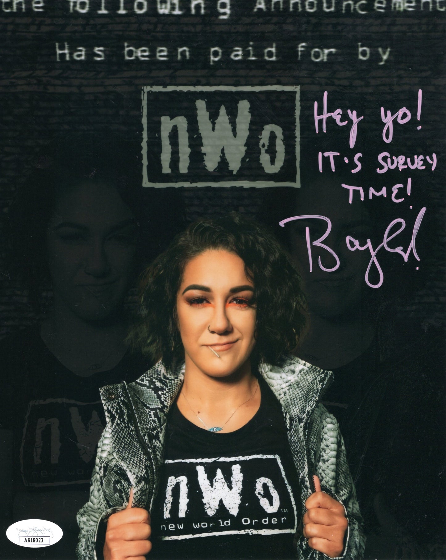 Bayley (8x10 metallic) wwe funhouse jsa coa certed photo signed auto autographed