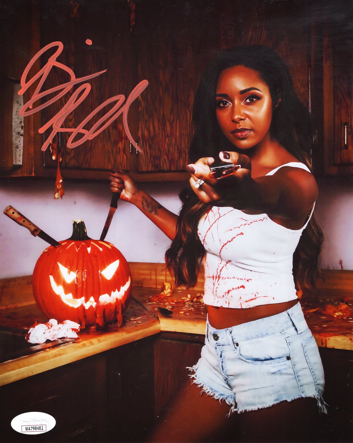 Brandi Rhodes 8x10 funhouse metallic photo jsa signed auto autographed AEW