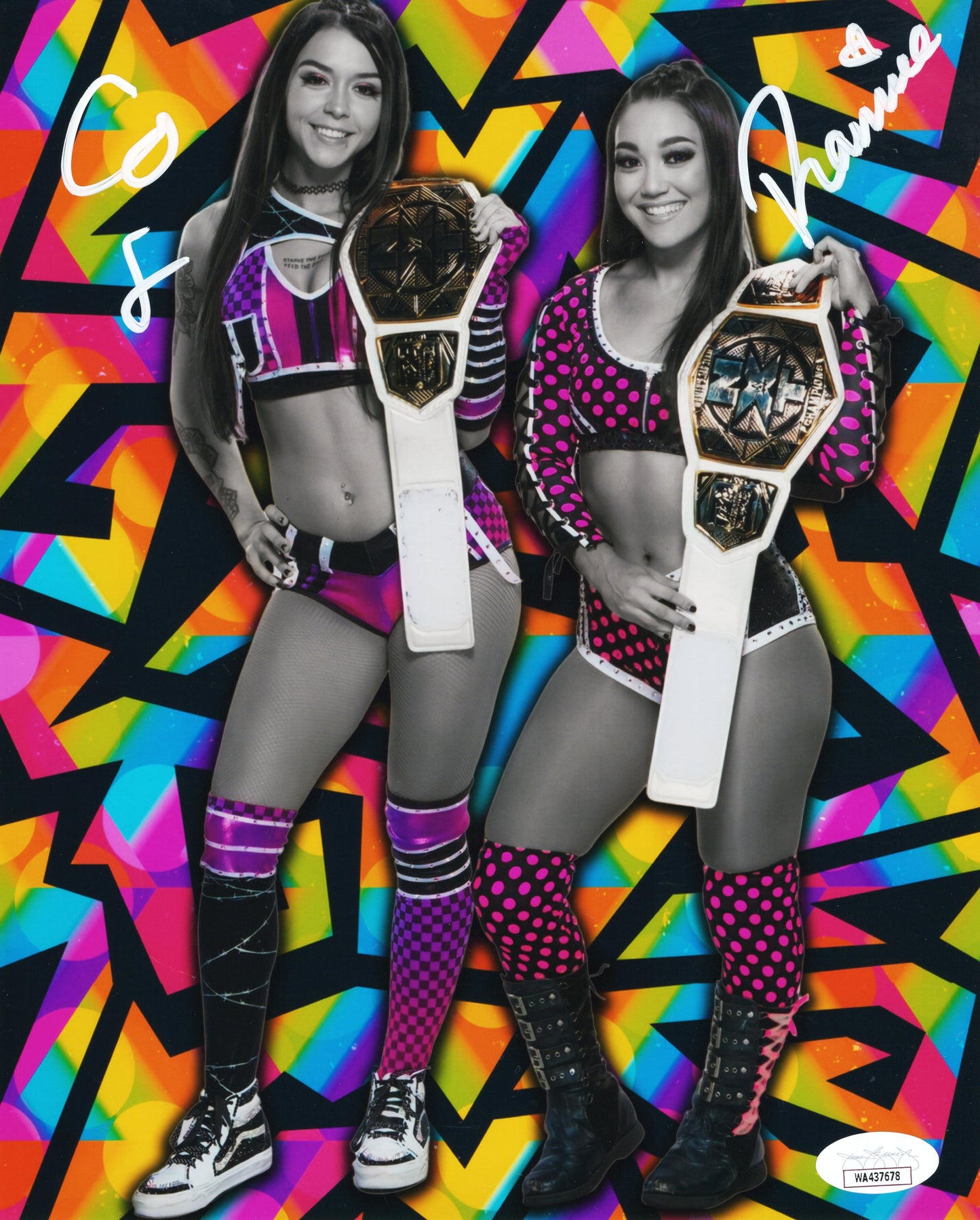 Roxanne Perez & Cora Jade 8x10 WWE NXT Funhouse metallic JSA