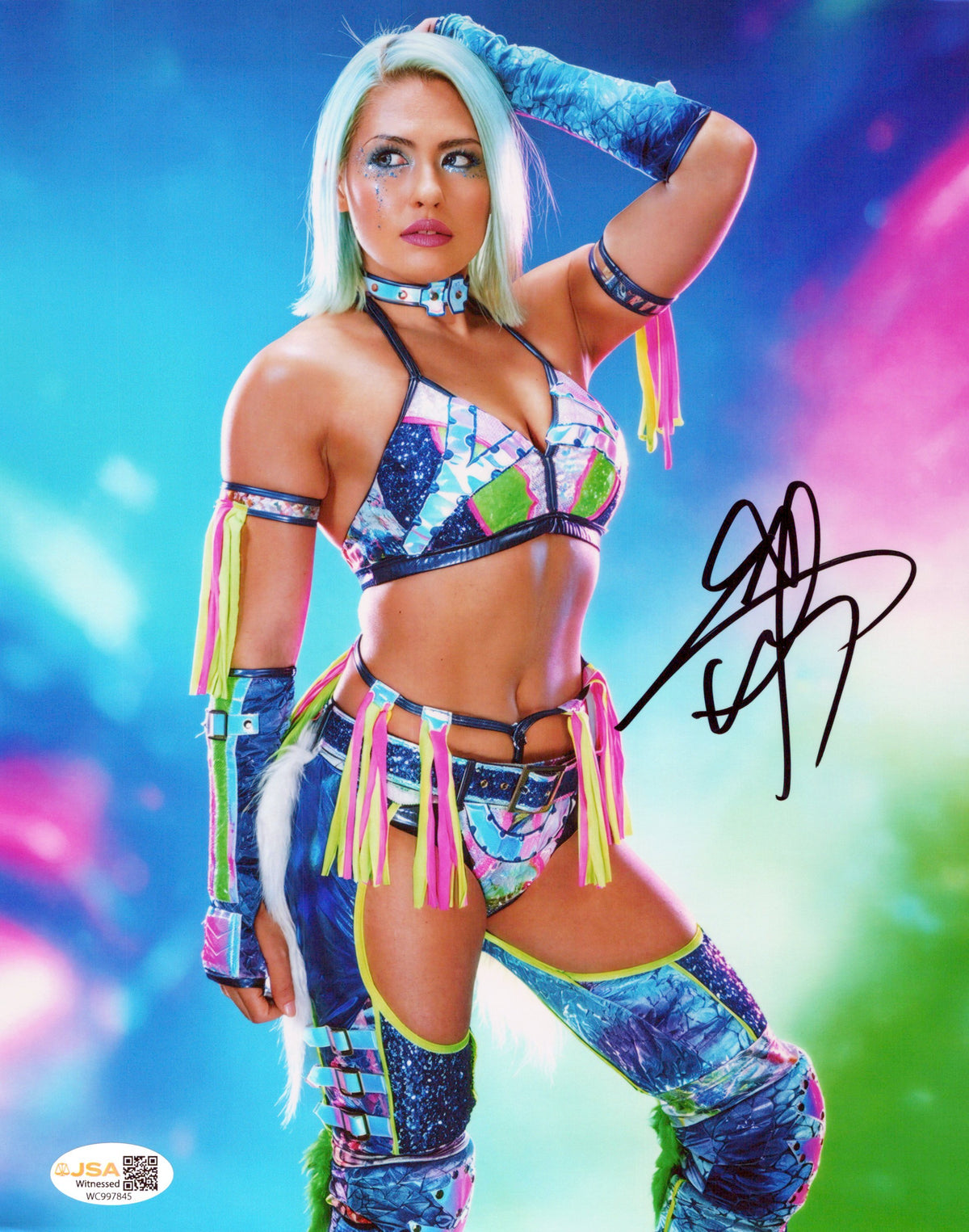 Giulia (metallic 8x10 photo) JSA COA FUNHOUSE METALLIC WWE autographed