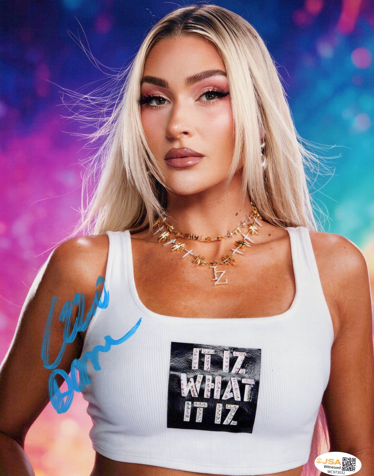 Izzi Dame (metallic 8x10) JSA COA FUNHOUSE photo signed auto autographed NXT WWE