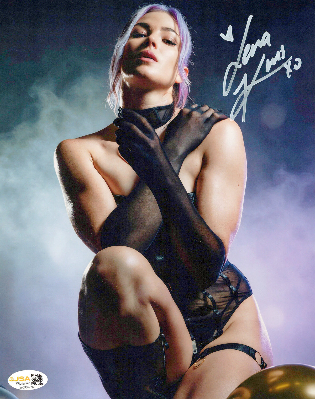 Lena Kross (metallic 8x10 photo) FUNHOUSE JSA COA AEW autographed