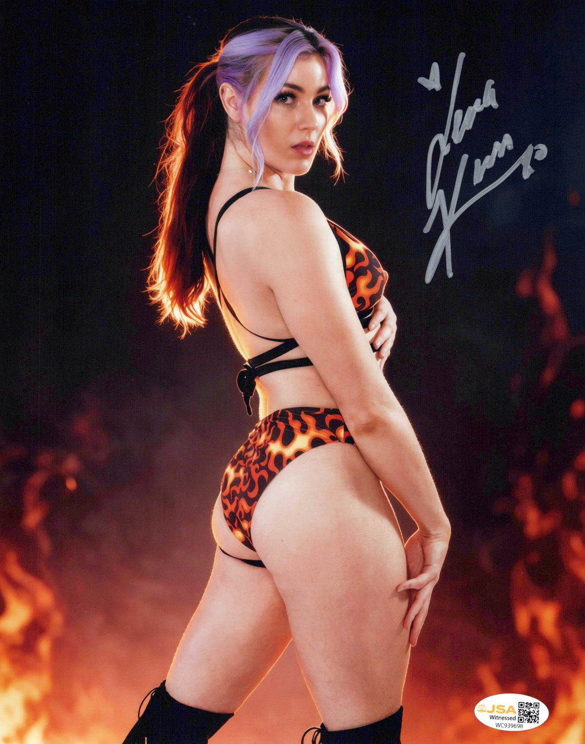 Lena Kross (metallic 8x10 photo) FUNHOUSE JSA COA AEW autographed
