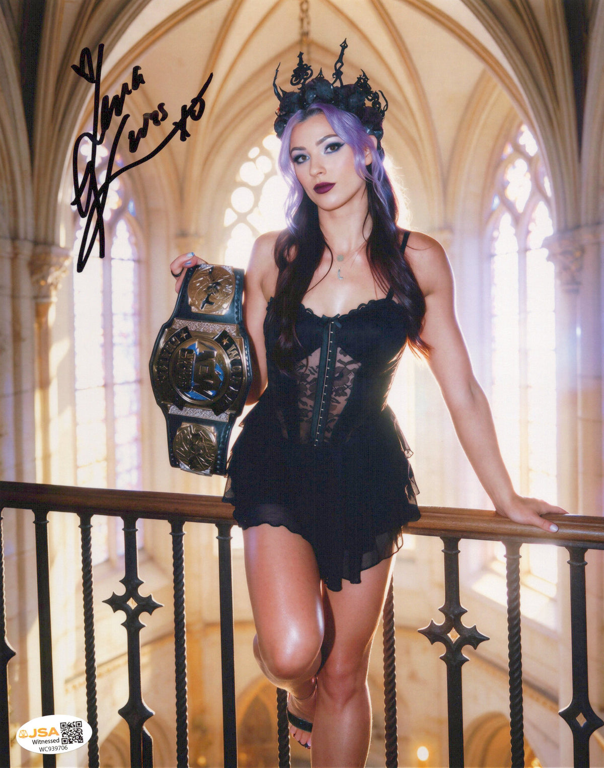 Lena Kross (metallic 8x10 photo) FUNHOUSE JSA COA AEW autographed