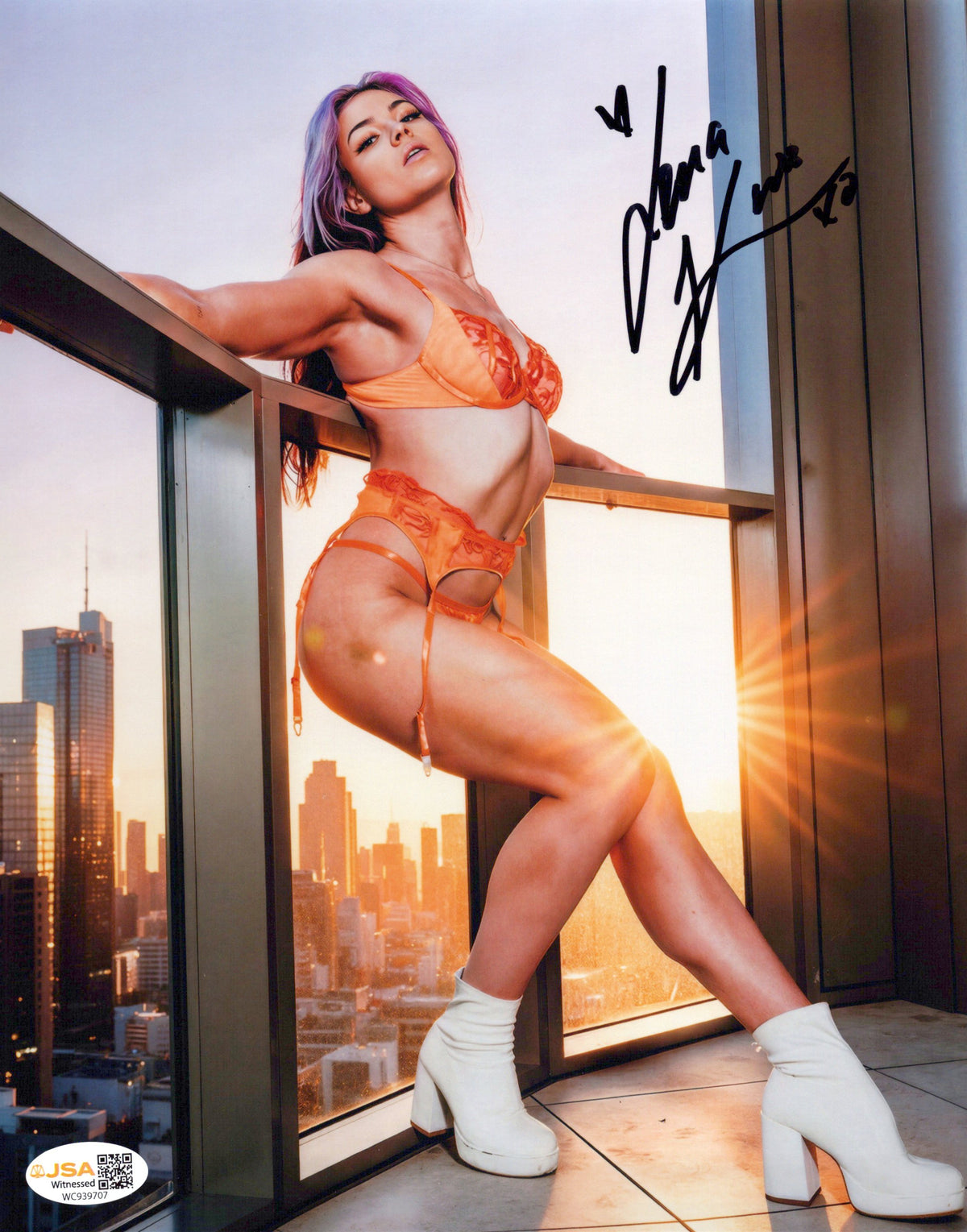 Lena Kross (metallic 8x10 photo) FUNHOUSE JSA COA AEW autographed