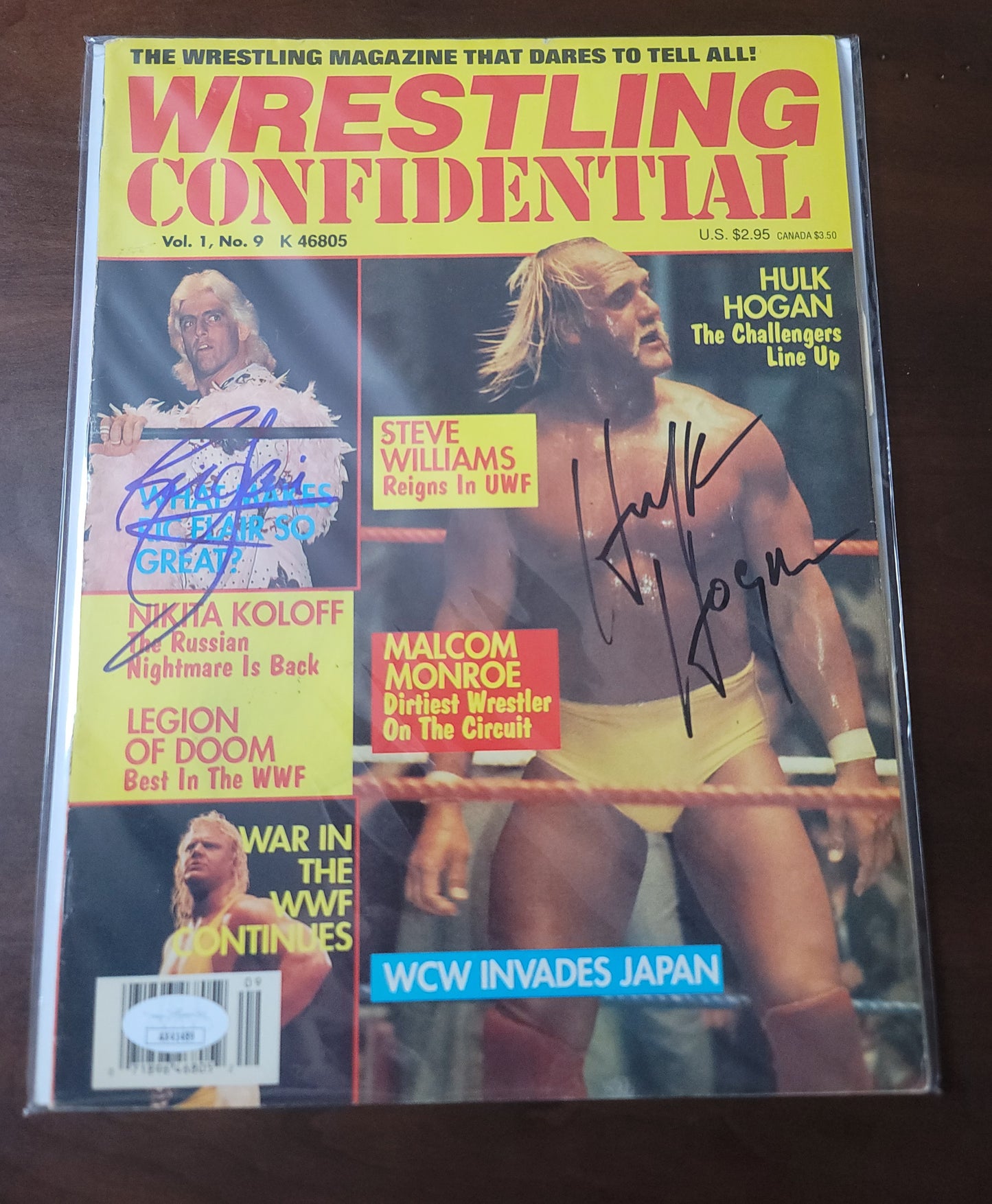 Ric Flair and Hulk Hogan (full magazine) jsa cover signed auto autographed