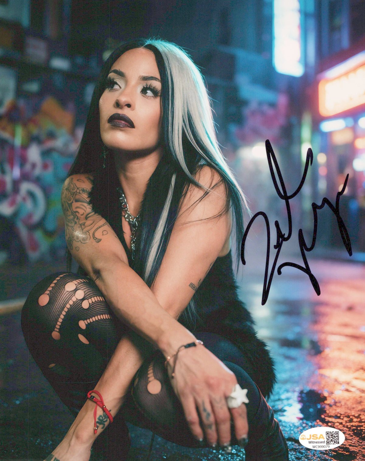 Zelina Vega Xenia Thea Trinidad (metallic 8x10 photo) JSA COA FUNHOUSE WWE autographed
