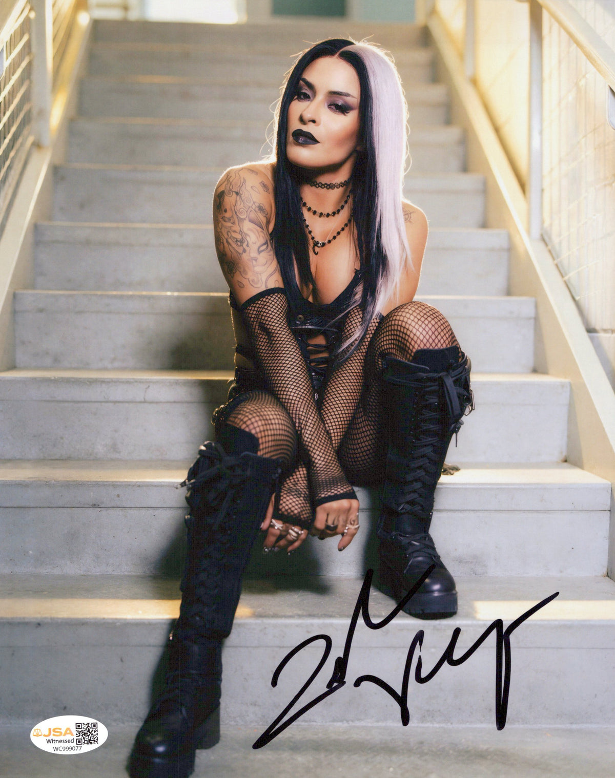 Zelina Vega Xenia Thea Trinidad (metallic 8x10 photo) JSA COA FUNHOUSE WWE autographed