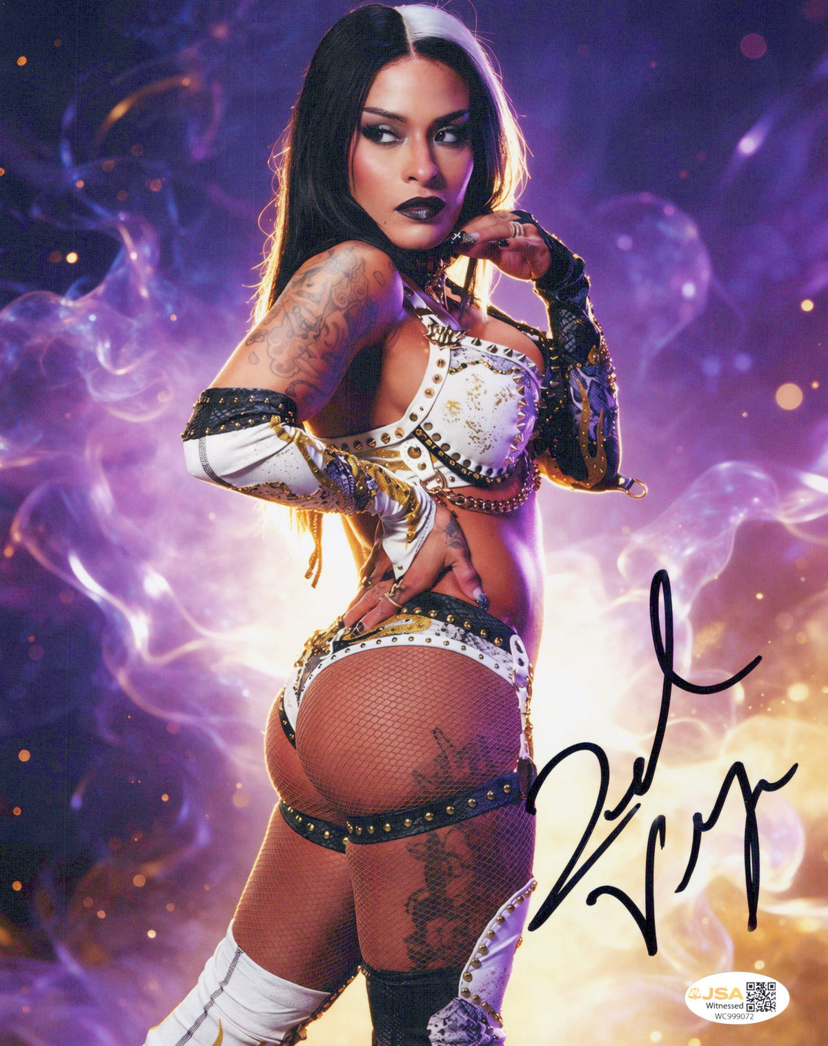 Zelina Vega Xenia Thea Trinidad (metallic 8x10 photo) JSA COA FUNHOUSE WWE autographed