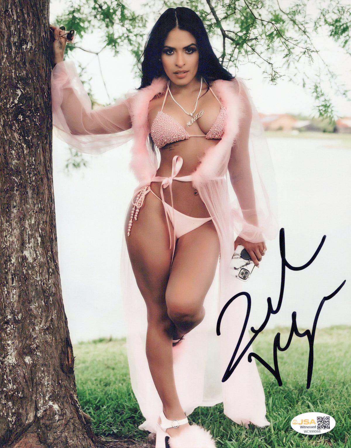 Zelina Vega Xenia Thea Trinidad (metallic 8x10 photo) JSA COA FUNHOUSE WWE autographed
