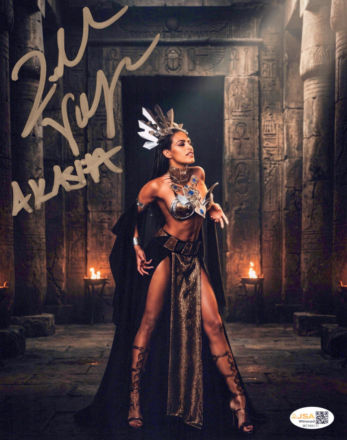 Zelina Vega Xenia Thea Trinidad (metallic 8x10 photo) JSA COA FUNHOUSE WWE autographed