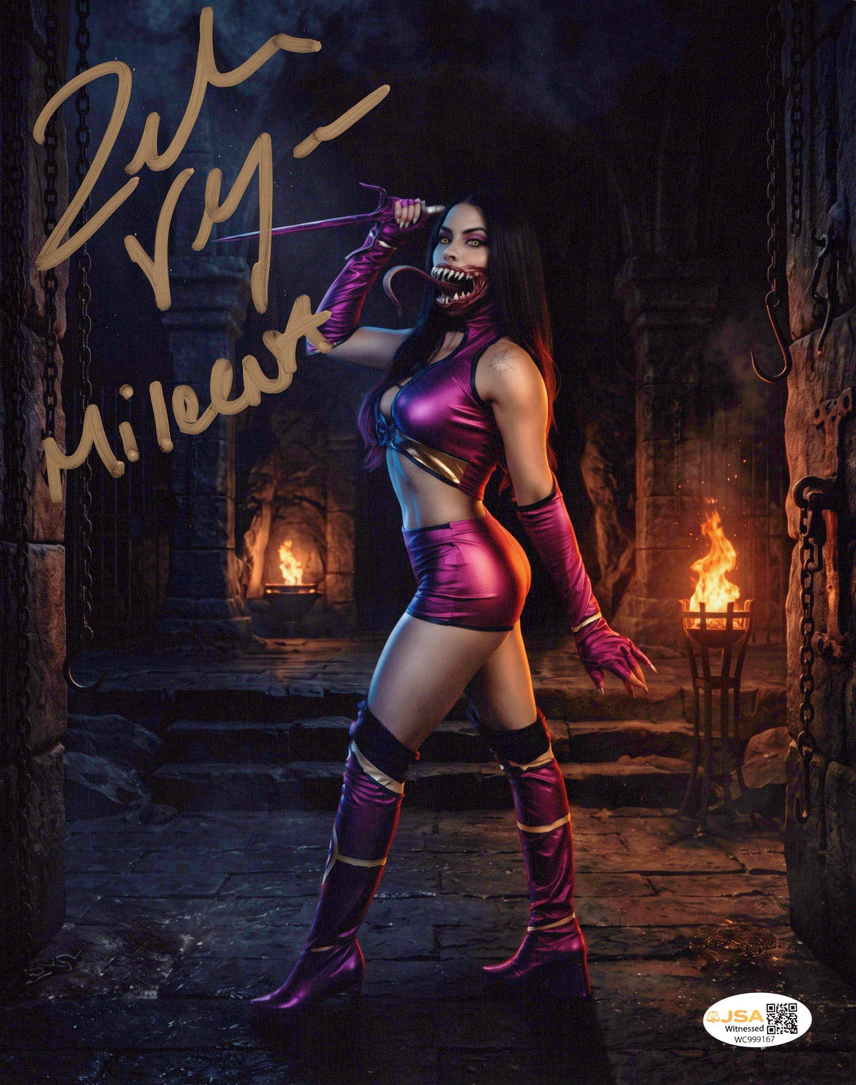 Zelina Vega Xenia Thea Trinidad (metallic 8x10 photo) JSA COA FUNHOUSE WWE autographed
