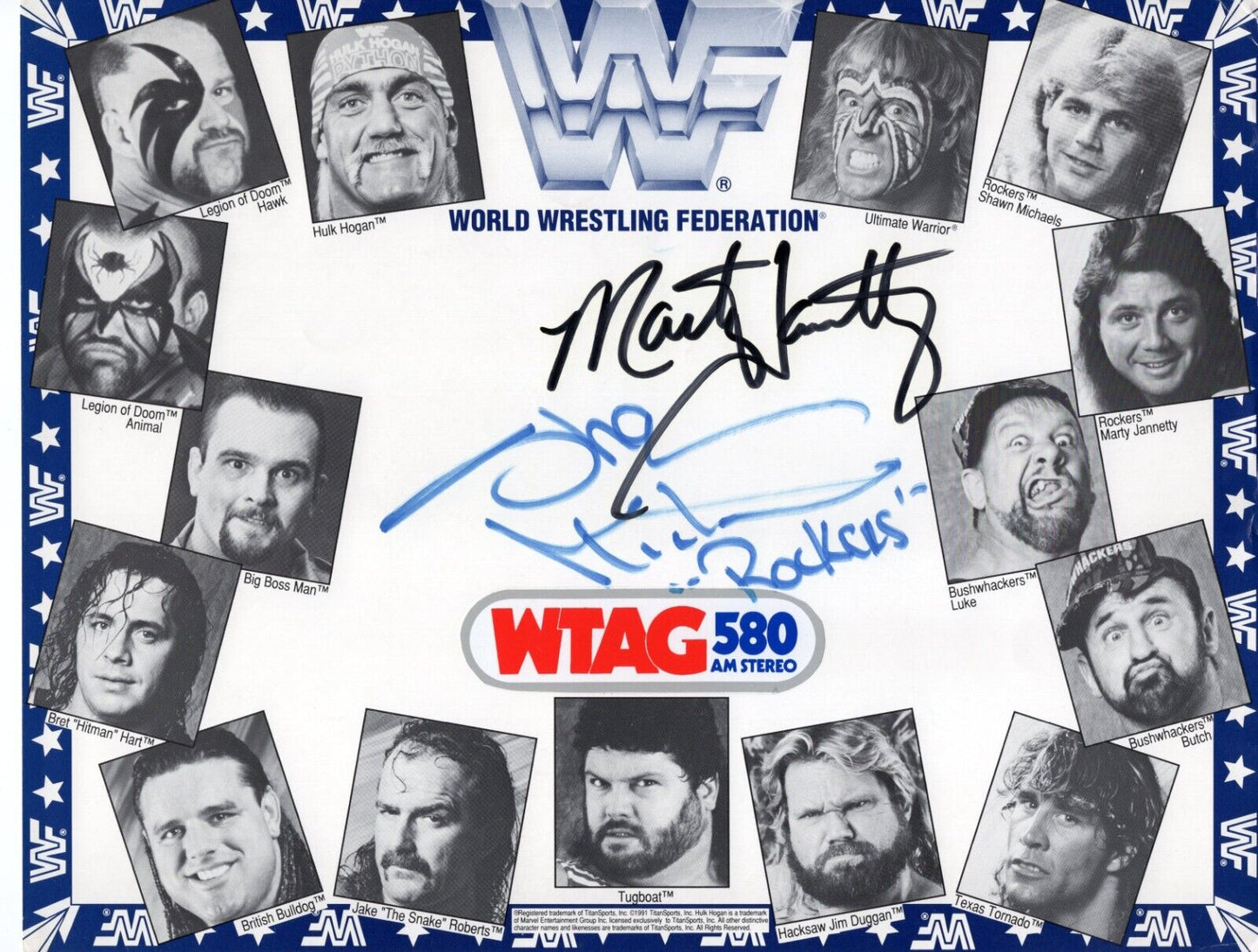 Rockers - Shawn Michaels & Marty Jannetty dual signed inscribed photo signed au