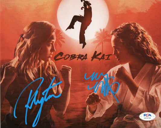 Peyton List and Mary Mouser  cobra kai Tory Sam metallic 8x10 PSA celebrity
