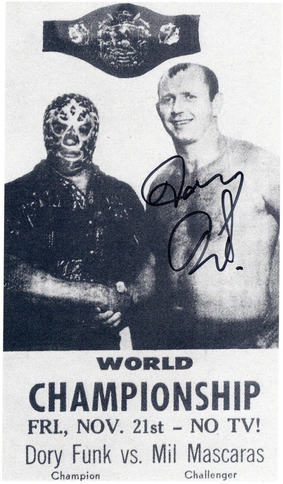 Dory Funk b/w signed 8.5x11 photo signed auto autographed