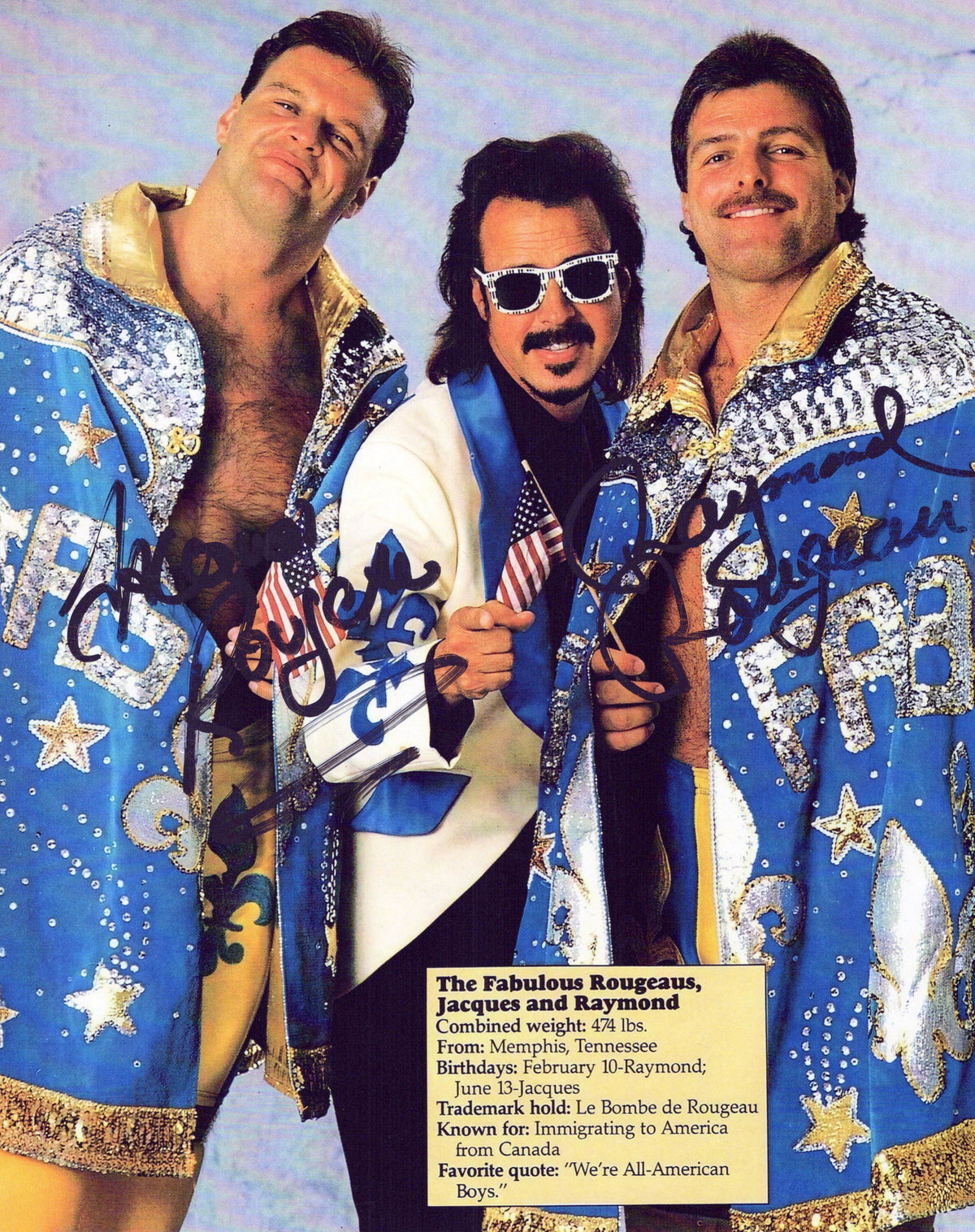 Fabulous Rougeaus (8x10) WWE photo signed auto autographed