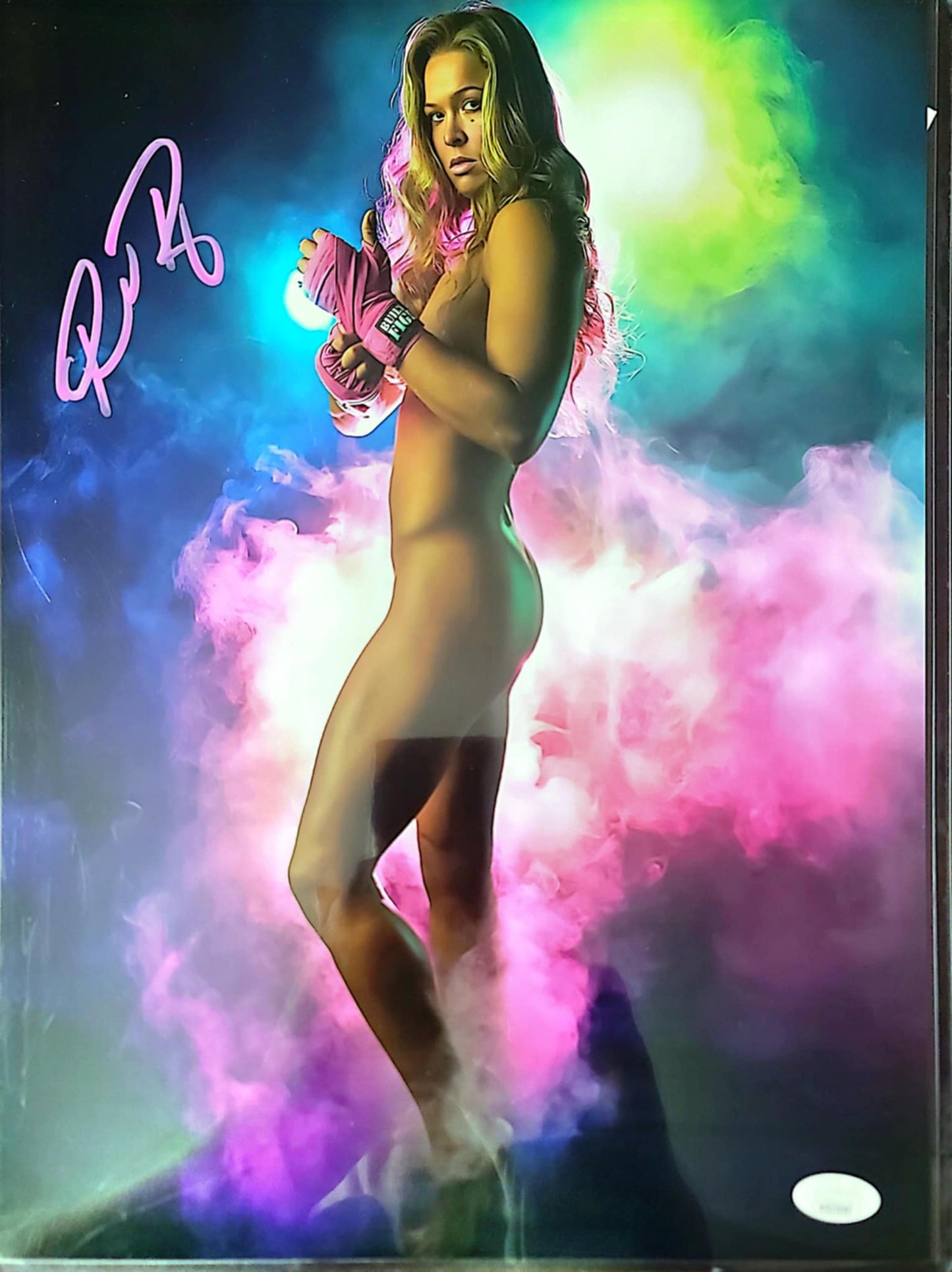 Ronda Rousey JSA COA (11x14 metallic) funhouse WWE photo signed auto autographed