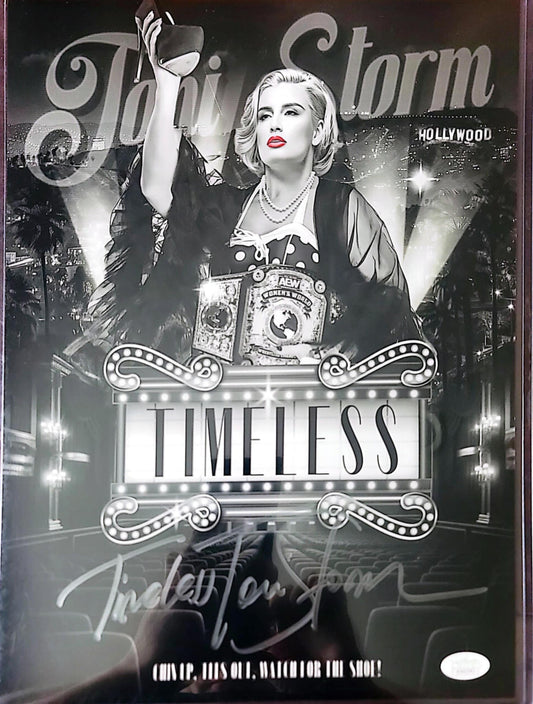 Timeless Toni Storm JSA COA (11x14 metallic) funhouse AEW photo signed auto autographed