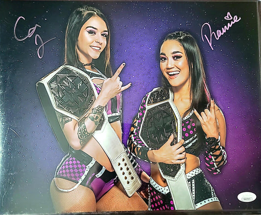 Roxanne Perez and Cora Jade JSA COA (11x14 metallic) funhouse WWE NXT photo signed auto autographed