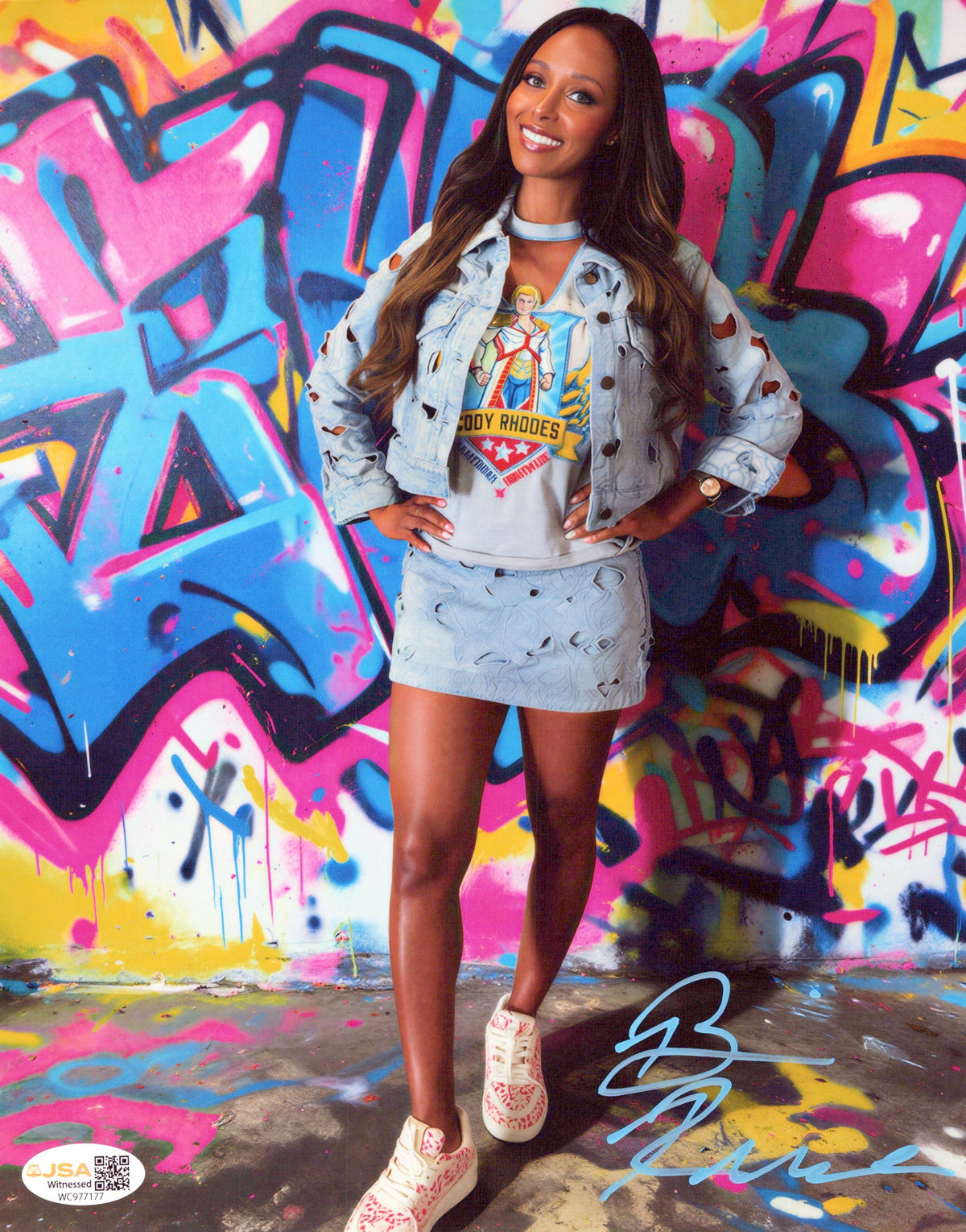 Brandi Rhodes metallic 8x10 photo JSA COA funhouse signed auto autographed WWE AEW