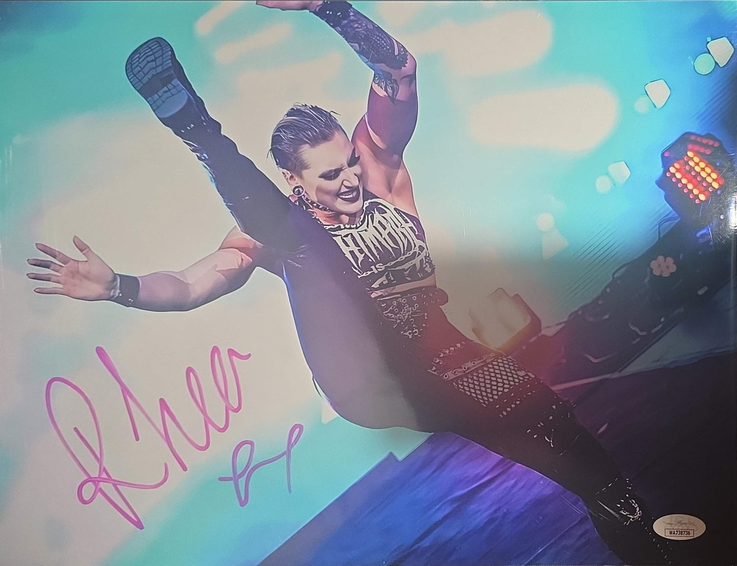 Rhea Ripley (11x14 metallic) funhouse AEW photo signed autographed JSA COA