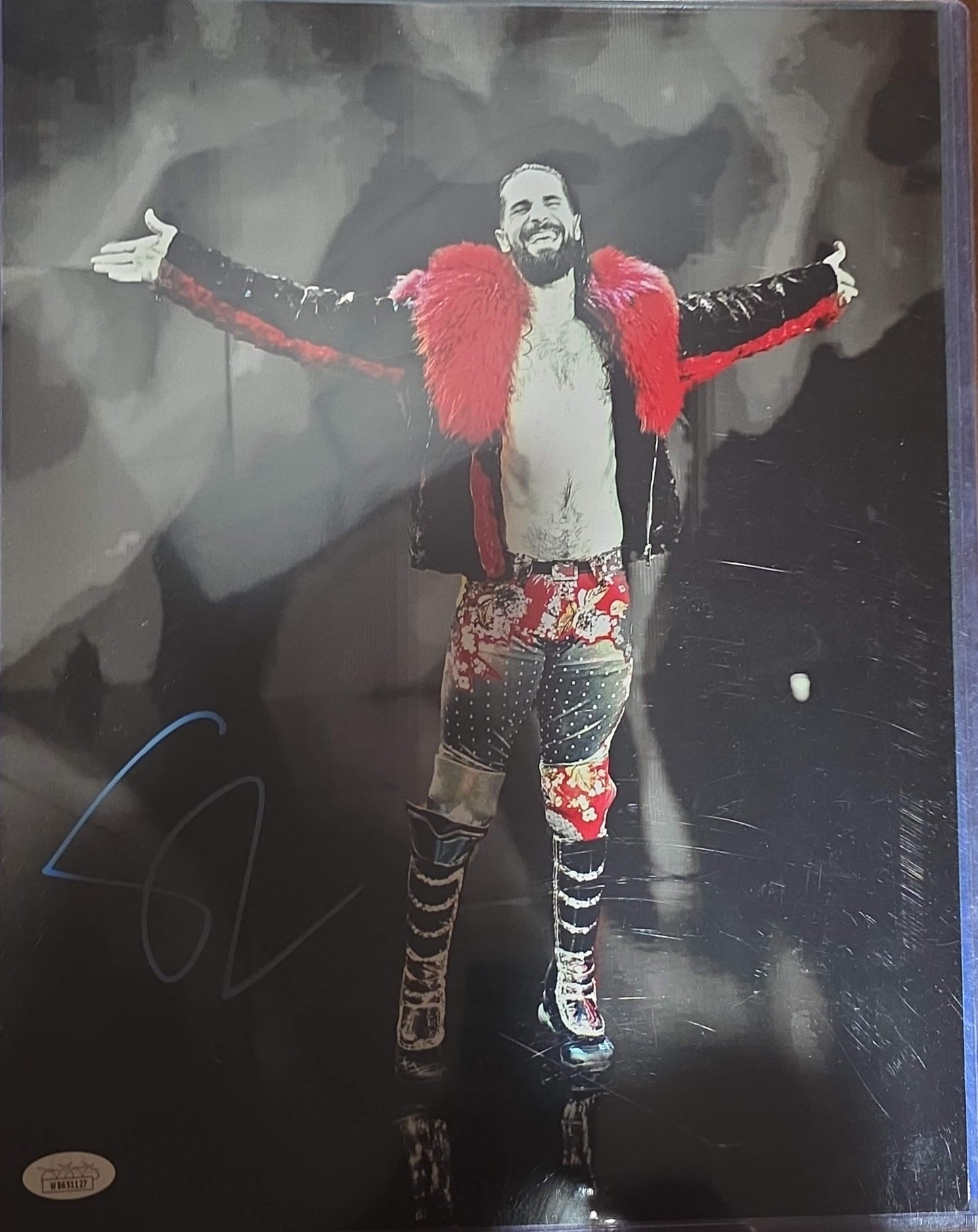 Seth Rollins (metallic 11x14 photo) JSA COA FUNHOUSE METALLIC WWE autographed
