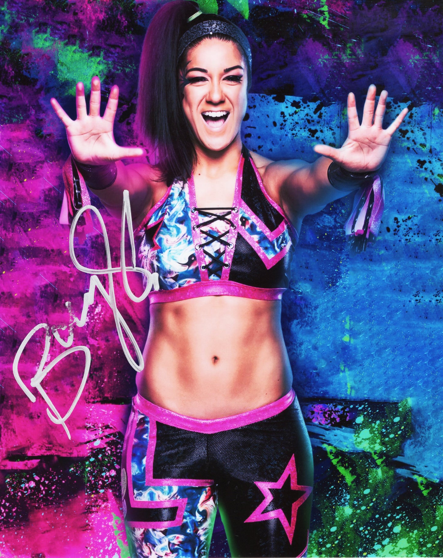 Bayley 8x10 metallic FUNHOUSE  NXT WWE Sexy Hot signed aut