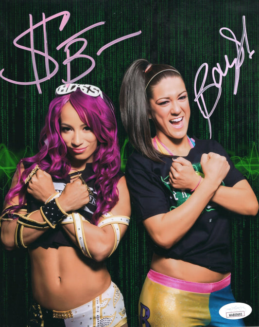 Bayley Sasha Banks DX (8x10) wwe funhouse metallic jsa certed photo signed auto autographed