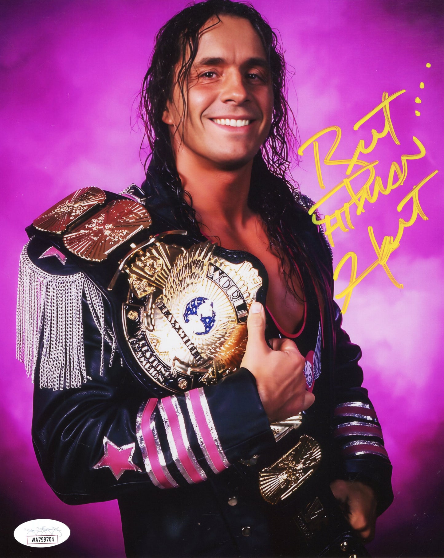 Bret Hart The Hitman (metallic 8x10)  signed autographed photo WWF WWE WCW JSA