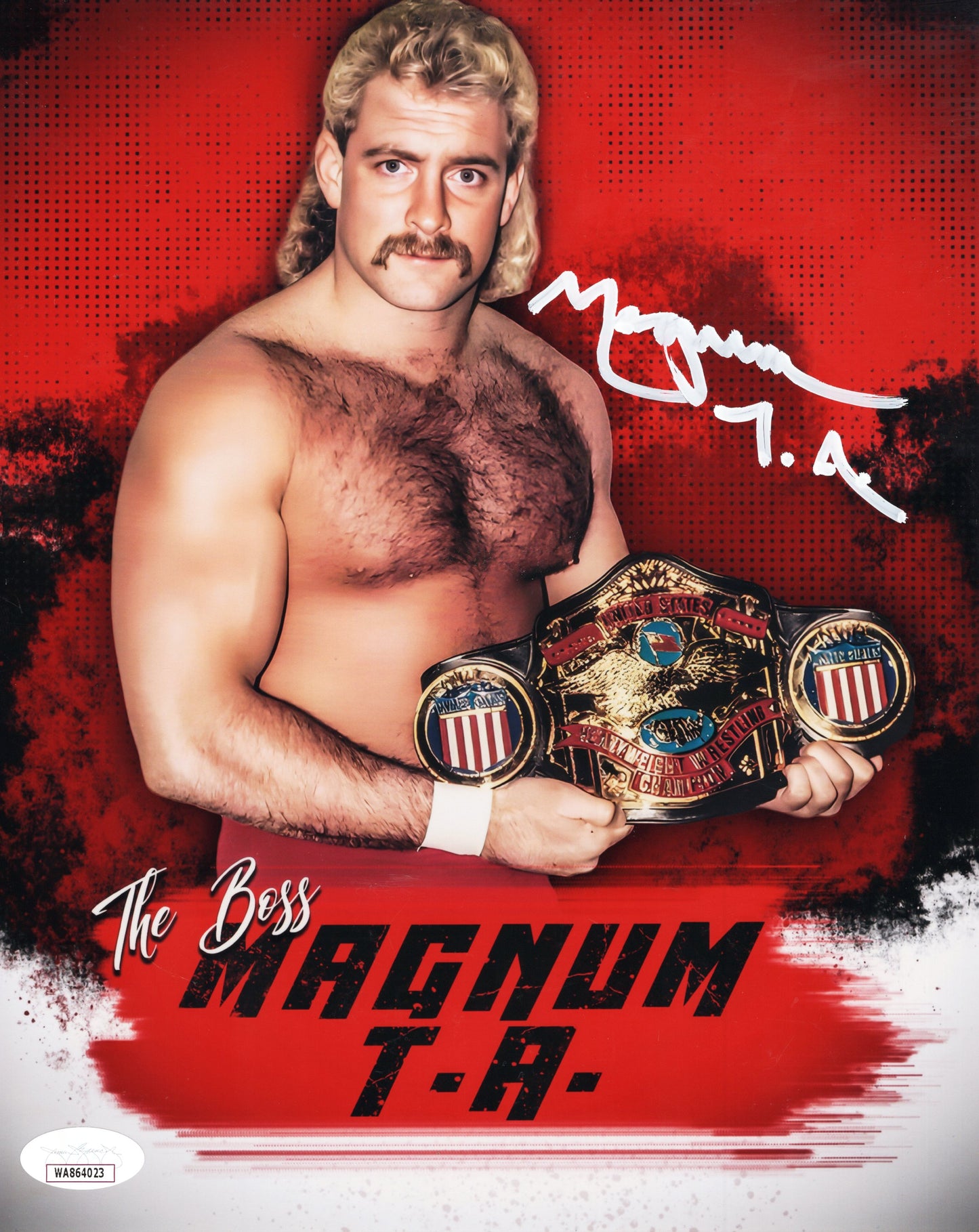 Magnum T.A. TA JSA funhouse metallic 8x10 photo signed auto autographed NWA WCW