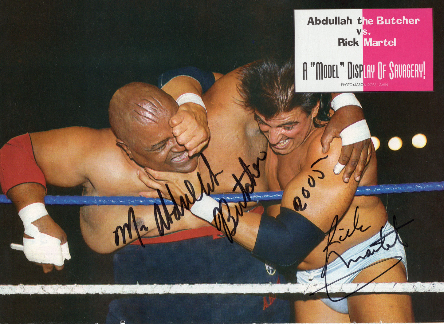 Abdullah the Butcher and Rick Martel magazine page photo signed auto autographed