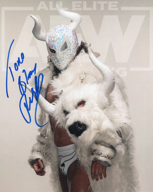 Rush El Toro Blanco signed inscribed 8x10 photo Lucha Libre AEW AAA CMLL ROH