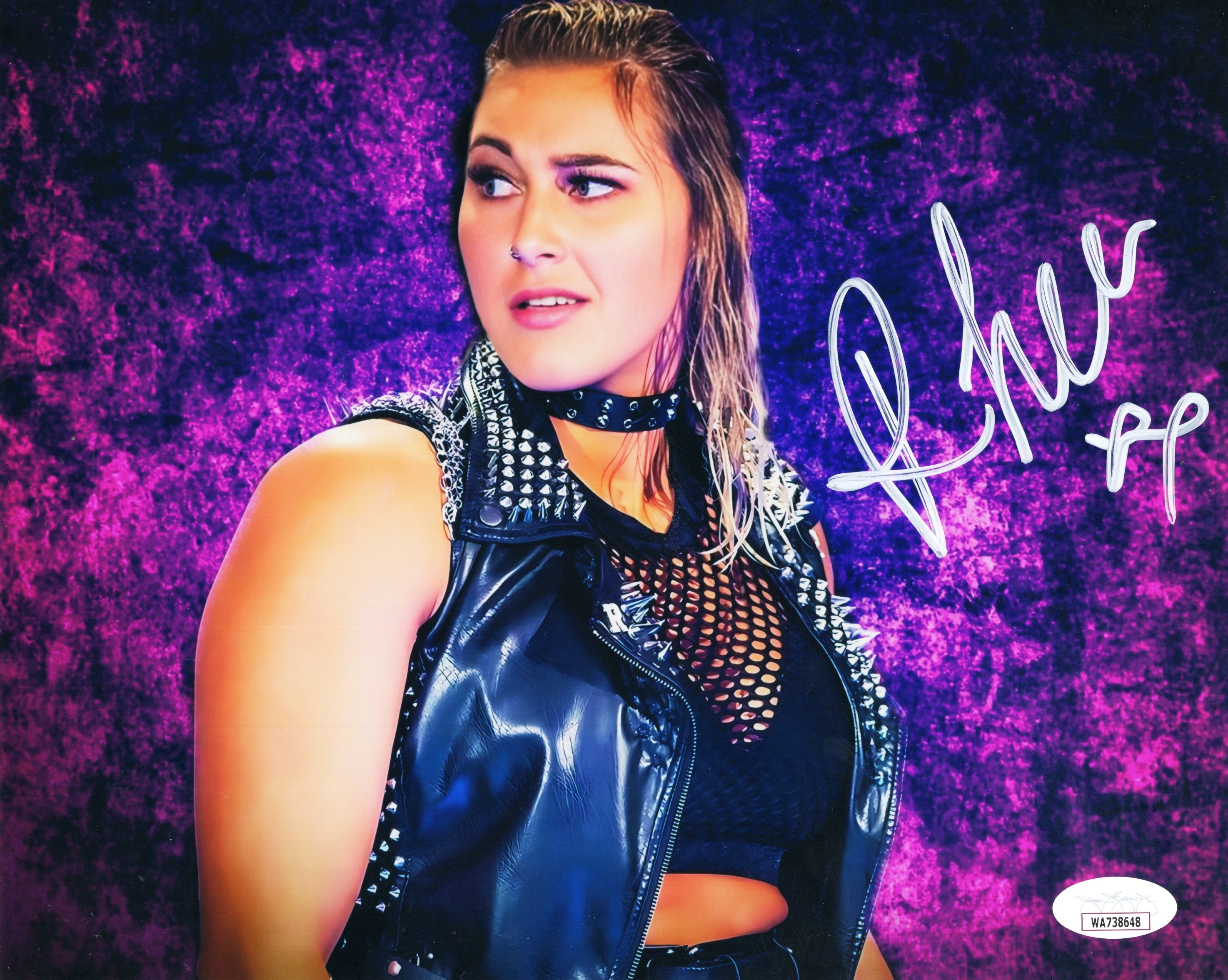 Signed Rhea Ripley Rhea Ripley (8x10 metallic) jsa Funhouse MAMI photo signed auto autogr ...