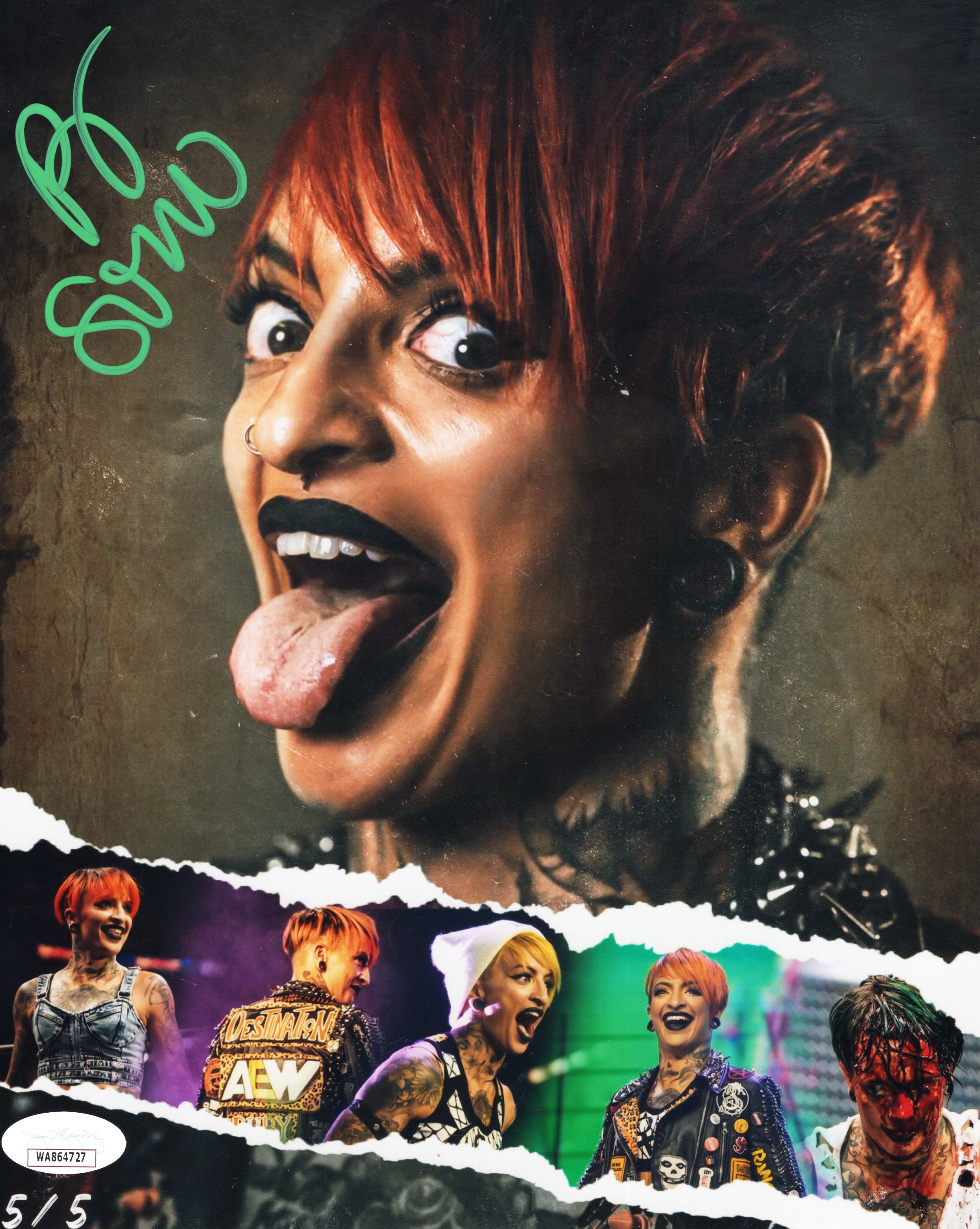 Ruby Soho Ruby Riott Funhouse metallic 8x10 JSA certed AEW photo signe ...