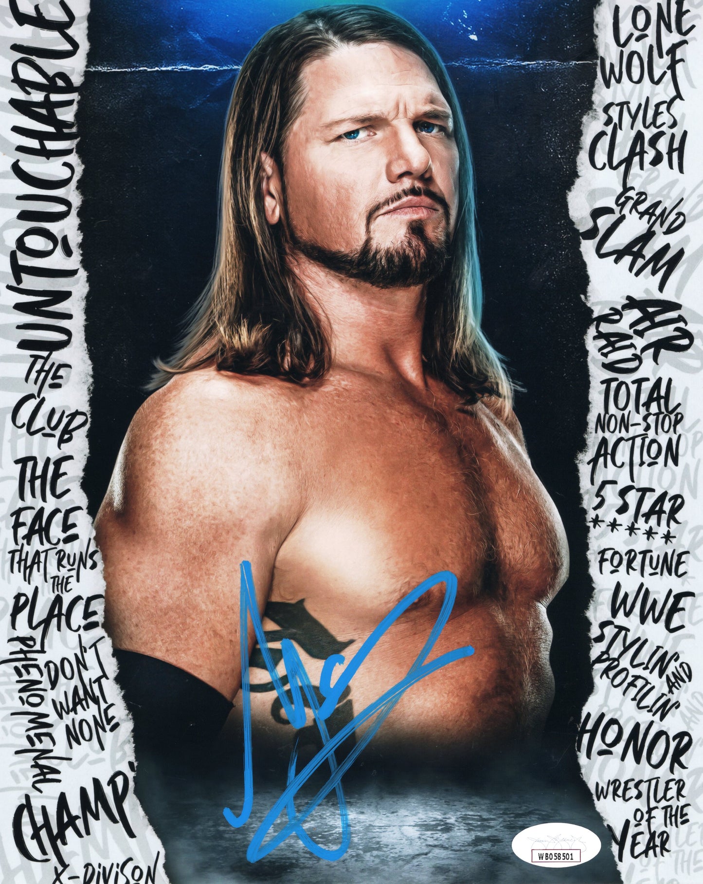 AJ Styles Funhouse (metallic 8x10) JSA WWE photo signed