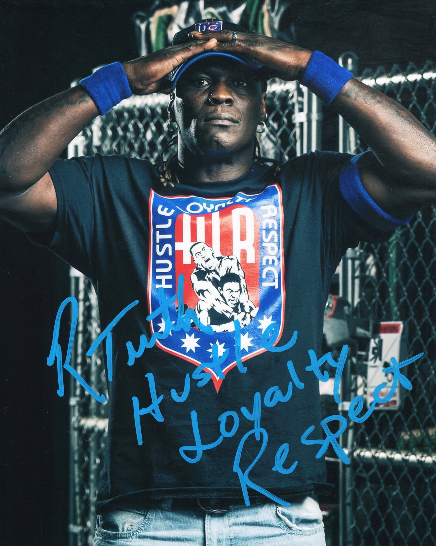 R Truth inscribed (8x10) funhouse metallic photo signed auto autographed WWE inscribed