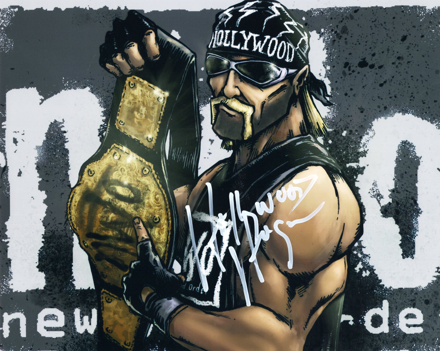 Hulk Hogan Funhouse NWO (metallic 8x10) Beach Shop certed WWF WCW photo signed autographed