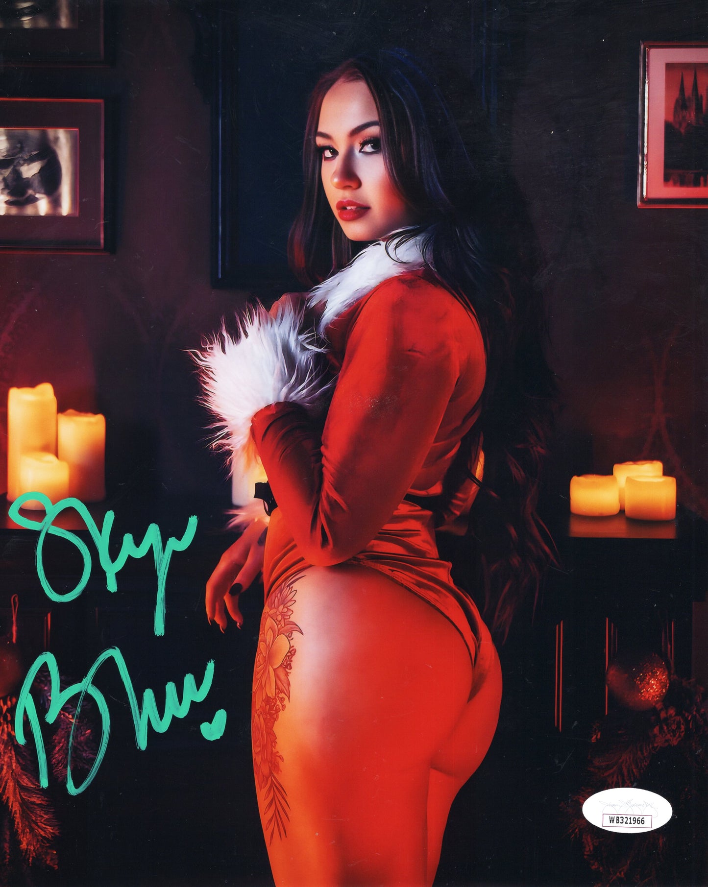 Skye Blue (8x10) Metallic JSA AEW SEXY JSA photo signed auto autographed Christmas