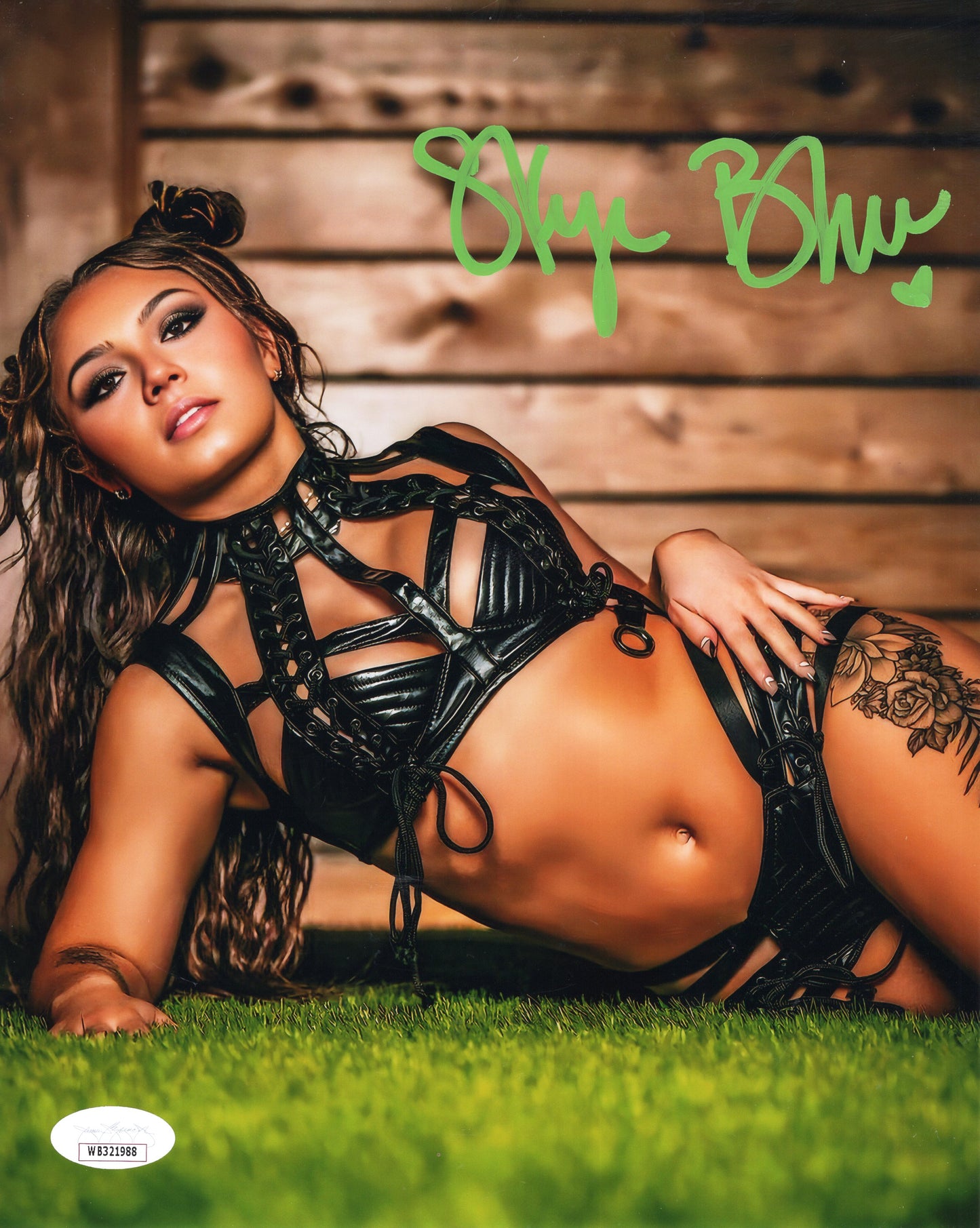 Skye Blue (8x10) Metallic JSA AEW SEXY JSA photo signed auto autographed grass